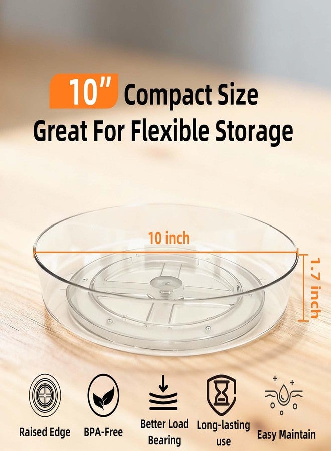 MiraFure Lazy Susan Turntable for Spice Organization | Clear BPA-Free Plastic Rotating Organizer for Kitchen Cabinet, Pantry, Countertop, Fridge | 360-Degree Rotating Base (10 inch - 4 Pack) - Image 2